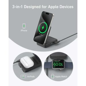 شارژر بی سیم 15 وات انکر مدل Anker MagGo Foldable 3-in-1 B2557