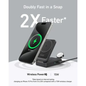 شارژر بی سیم 15 وات انکر مدل Anker MagGo Foldable 3-in-1 B2557